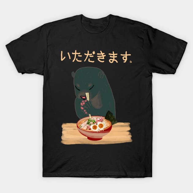 cute otter eats ramen T-Shirt by The world through children's eyes